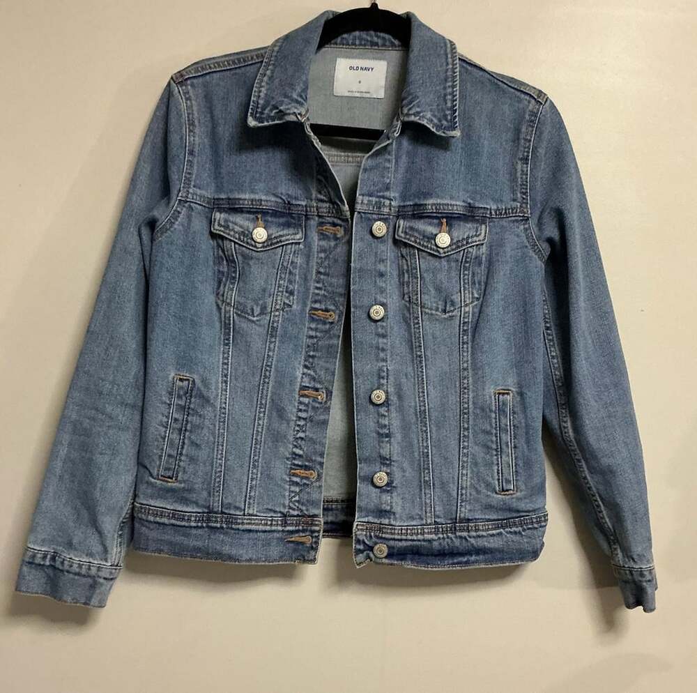 Old Navy Blue Button Up Long Sleeve Trucker Denim Jean Jacket Women's Small